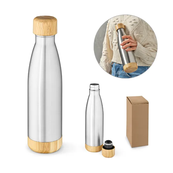 Garrafa em aço inox personalizado com tampa bambu 550 ml Garrafa em aço inox personalizado com tampa bambu 550 ml